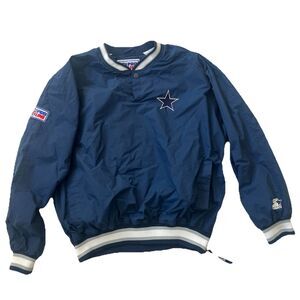 Vintage 90s Starter Pro Line Dallas Cowboys NFL Football Pullover Jacket L *flaw